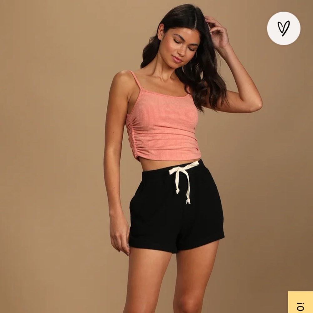 Lulus Make It Better Black Drawstring Lounge Short